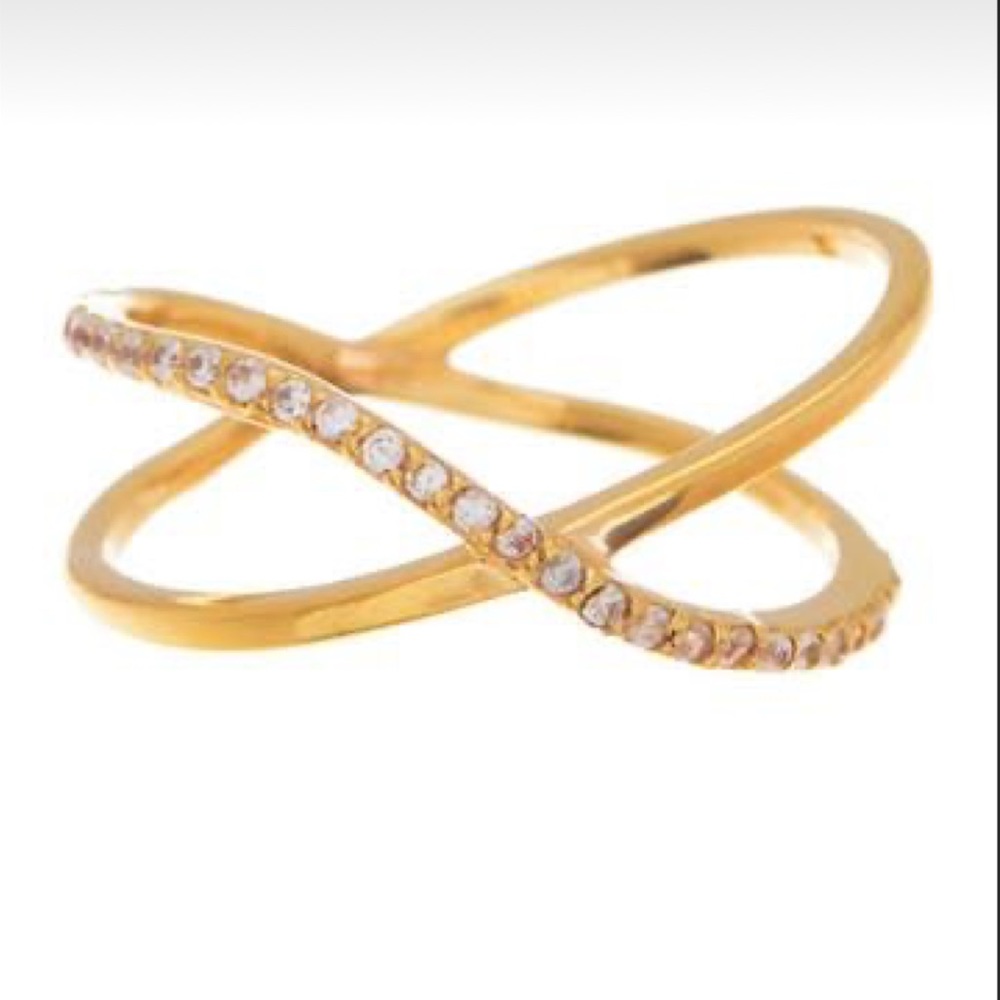 Paige Novick 18k YG Plated Overlapping CZ Pavé Band Ring Size 7